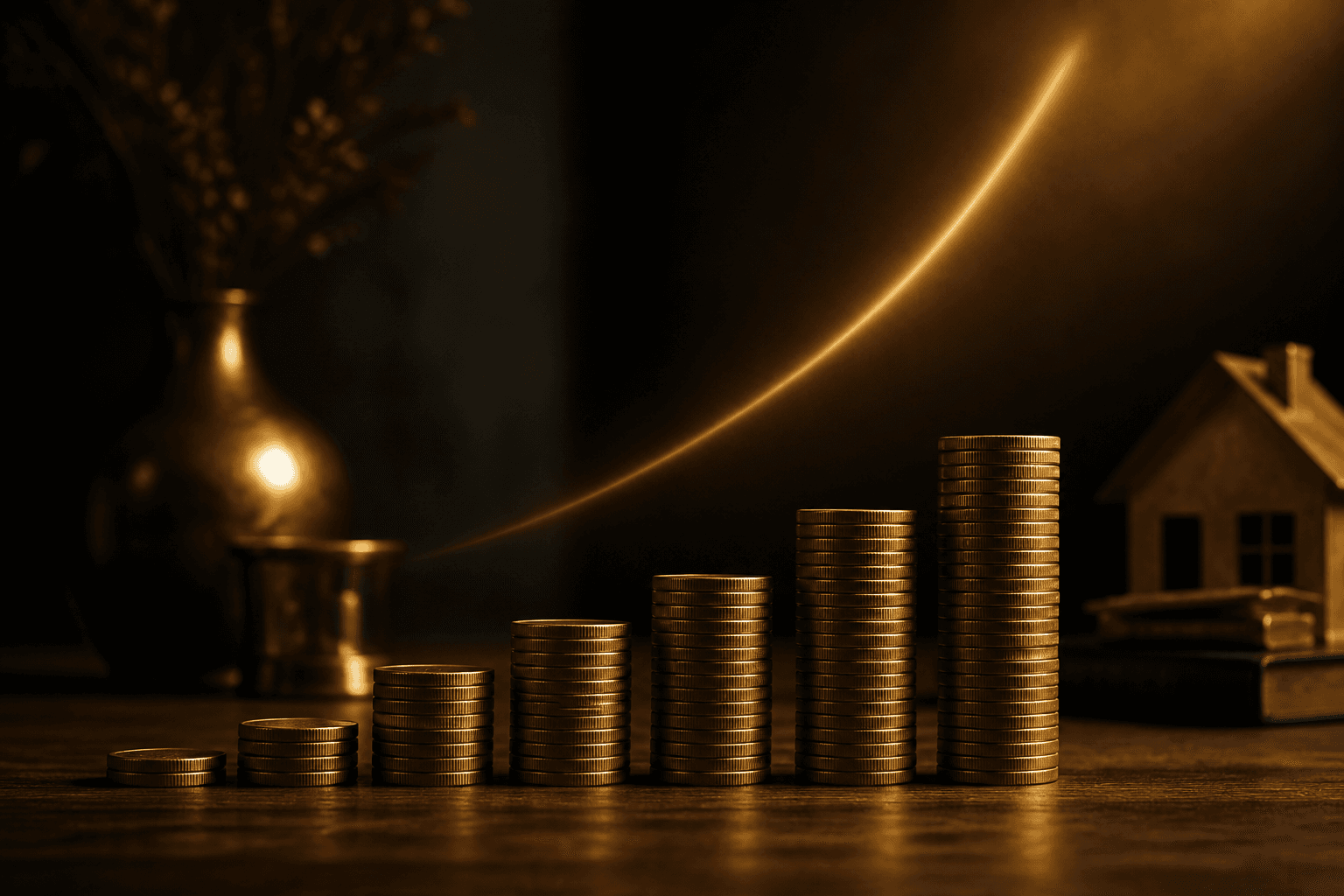 Stacked coins suggesting rising investment returns